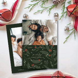 Berryful Botanical Christmas Photo Flat Kaart