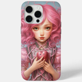 BerryPunk Doll Roze Hart Print iPhone 15 Pro Max Hoesje