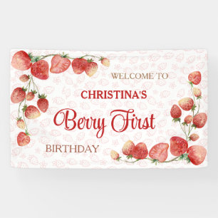 Berrys eerste verjaardag roze aardbei schattig mei spandoek