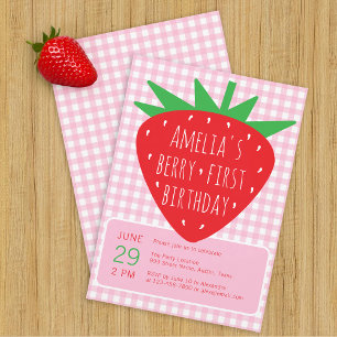 Berry's Eerste Verjaardag Zomer Meisje Aardbeien F Kaart