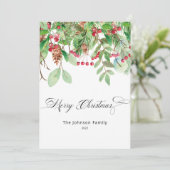 Berry's en Greenery kerstfeestdagen Kaart (Staand voorkant)