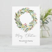 Berry's en Greenery Wreath kerstfeestay Kaart (Staand voorkant)