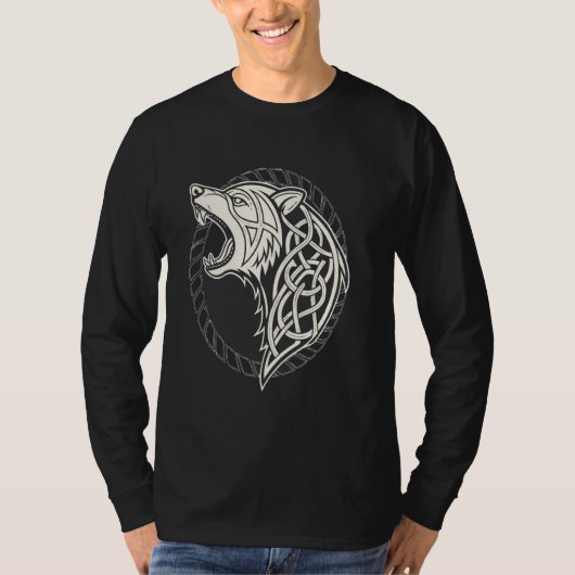 Berserker Beer Symbool - Noordse Viking Knotwork O T-shirt (Voorkant)