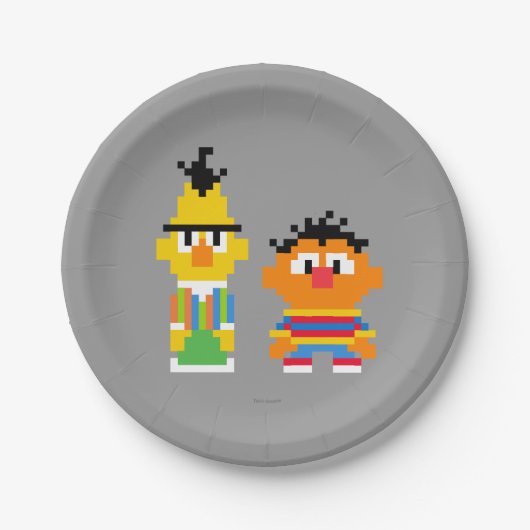 Bert en Ernie Pixel Art Papieren Bordje (Voorkant)