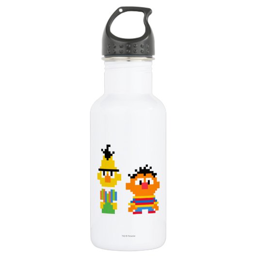 Bert en Ernie Pixel Art Waterfles (Voorkant)