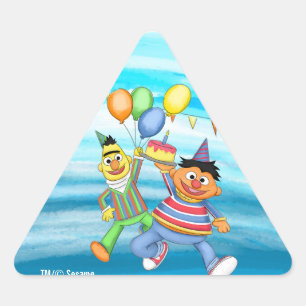 Bert en Ernie Verjaardagsballonnen Driehoek Sticker