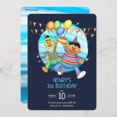 Bert en Ernie Verjaardagsballonnen Kaart (Voorkant / Achterkant)