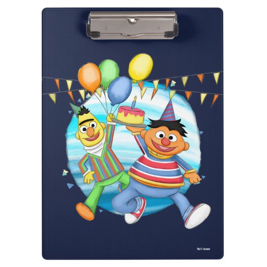 Bert en Ernie Verjaardagsballonnen Klembord (Voorkant)