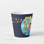 Bert en Ernie Verjaardagsballonnen Latte Mok (Voorkant)