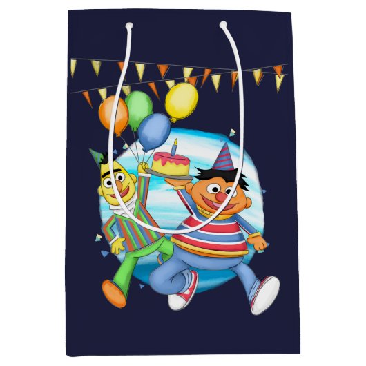 Bert en Ernie Verjaardagsballonnen Medium Cadeauzakje (Voorkant)