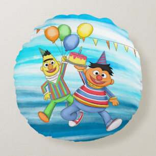 Bert en Ernie Verjaardagsballonnen Rond Kussen