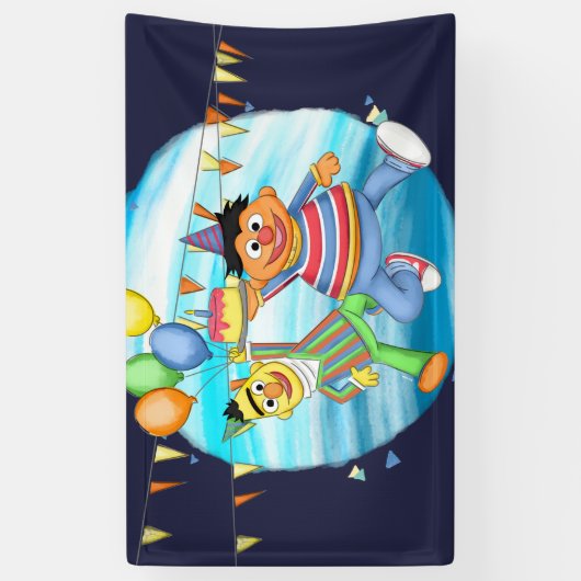 Bert en Ernie Verjaardagsballonnen Spandoek (Verticaal)