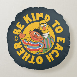 Bert en Ernie   Wees aardig tegen elkaar Rond Kussen