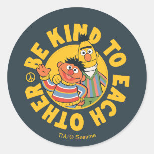 Bert en Ernie   Wees aardig tegen elkaar Ronde Sticker