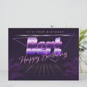 Bert Nom Prénom lila retro Carte Anniversaire (Debout devant)