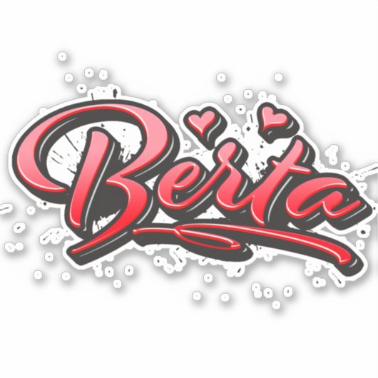 Berta red Heart Graffiti Aufkleber Sticker (Voorkant)