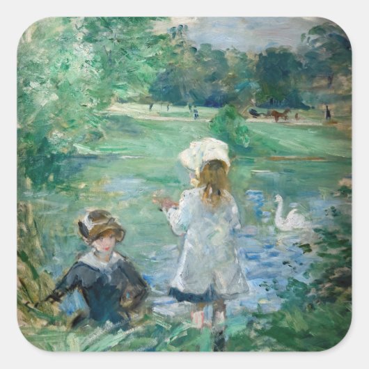 Berthe Morisot - Beside a Lake Vierkante Sticker (Voorkant)