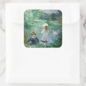 Berthe Morisot - Beside a Lake Vierkante Sticker (Tas)