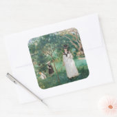 Berthe Morisot - De Butterfly Hunt Vierkante Sticker (Envelop)