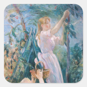Berthe Morisot - De Cherry Picker Vierkante Sticker
