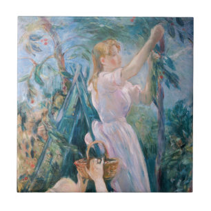 Berthe Morisot - De Kersenplukster Tegeltje