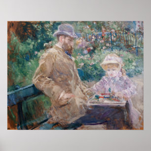 Berthe Morisot - Eugene Manet met zijn dochter Poster