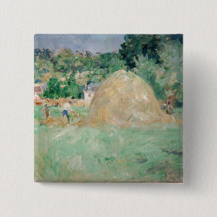 Berthe Morisot - Haystacks op Bougival Vierkante Button 5,1 Cm