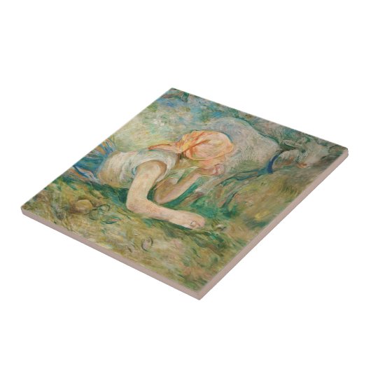 Berthe Morisot - Herderin Rustend Tegeltje (Zijkant)