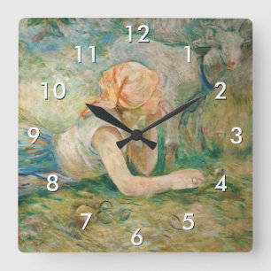 Berthe Morisot - Herderin Rustend Vierkante Klok