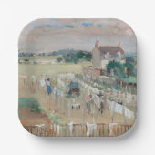 Berthe Morisot - Het wasgoed uitkleden naar drogen Papieren Bordje (Voorkant)