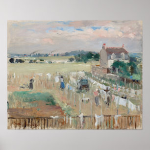 Berthe Morisot - Het wasgoed uitkleden naar drogen Poster
