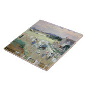Berthe Morisot - Het wasgoed uitkleden naar drogen Tegeltje (Zijkant)