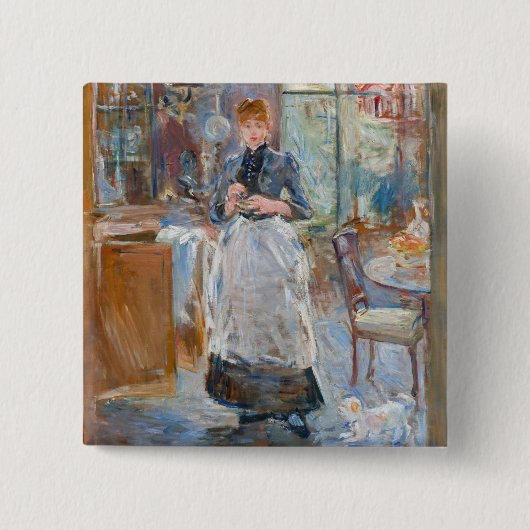 Berthe Morisot - in de mijnruimte Vierkante Button 5,1 Cm (Voorkant)