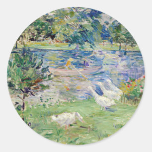 Berthe Morisot - Meisje in een boot met ganzen Ronde Sticker