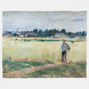 Berthe Morisot - Op Wheatfield in Gennevillier Fleece Deken