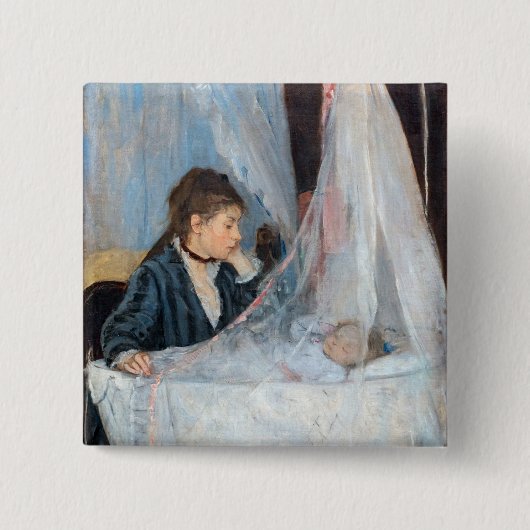 Berthe Morisot - The Cradle Vierkante Button 5,1 Cm (Voorkant)