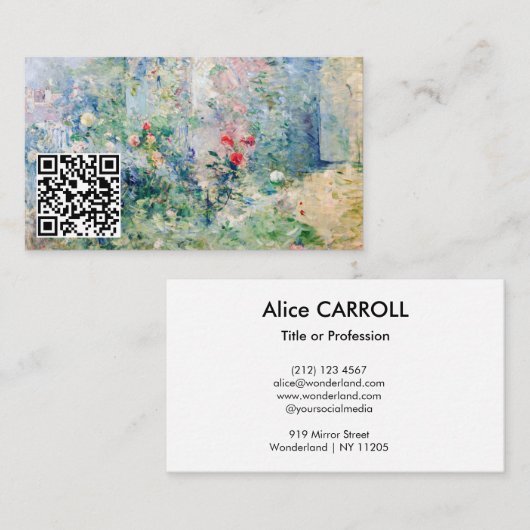 Berthe Morisot - The Garden at Bougival - QR Code Visitekaartje (Voorkant / Achterkant)