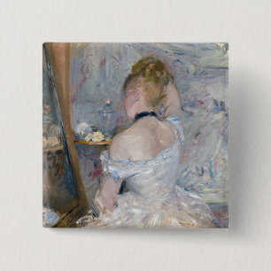 Berthe Morisot - Vrouw bij Haar Toilette Vierkante Button 5,1 Cm