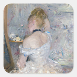 Berthe Morisot - Vrouw bij Haar Toilette Vierkante Sticker