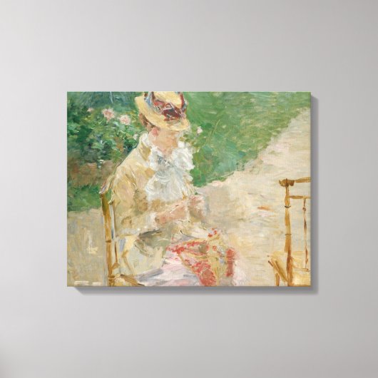 Berthe Morisot - Young Woman Knitting Canvas Afdruk (Voorkant)