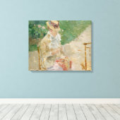Berthe Morisot - Young Woman Knitting Canvas Afdruk (Insitu (Houten vloer))