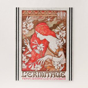 Berthon Art Nouveau Lady Giant Lily Flower Puzzle Legpuzzel