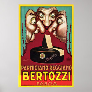 Bertozzi Parma Italiaanse kaas Parmigiano antiek Poster