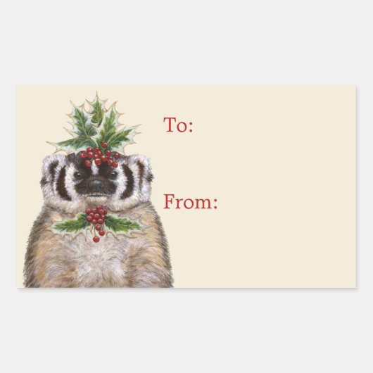 Bertrand le blaireau Noël à/de stickers (Devant)