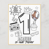 Beruchte ONE Hip Hop 1e Verjaardag Kleurplaat Flyer (Voorkant)