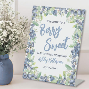 Bes Berry Zoete Blauwebes Babyshower Welkomstbord Reclamebord Met Voetstuk
