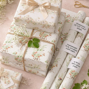 Bes bloemige vintage cadeau inpakpapier vel