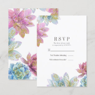 Bes Mint & Goud Tuin Succulenten Trouw RSVP I Kaart