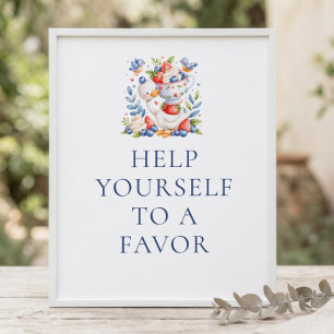 Bes silly goose-bessen Favor-teken Baby Shower Poster