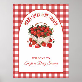 Bes Wit Baby Shower Aardbei Welkom Bord Poster